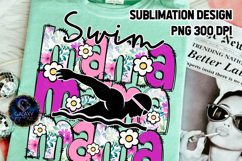 Floral Swim Mama Sublimation PNG DTF, Pink Purple Flowers Product Image 2