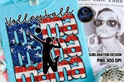 Patriotic Volleyball Mama Sublimation PNG DTF, Flag USA Product Image 1