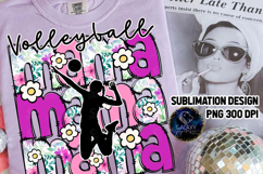 Floral Volleyball Mama Sublimation PNG DTF, Pink Purple Product Image 1