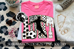 Gold Soccer Aunt Sublimation PNG, Leopard, Polka Dots Product Image 2