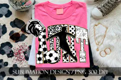 Gold Soccer Aunt Sublimation PNG, Leopard, Polka Dots Product Image 2
