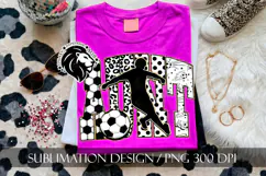 Gold Soccer Aunt Sublimation PNG, Leopard, Polka Dots Product Image 1