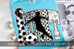 Gold Soccer Aunt Sublimation PNG, Leopard, Polka Dots Product Image 4