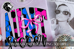 Blue Pink Coquette Soccer Aunt Sublimation PNG Product Image 4
