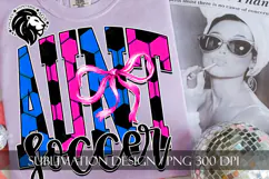 Blue Pink Coquette Soccer Aunt Sublimation PNG Product Image 4