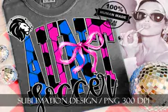 Blue Pink Coquette Soccer Aunt Sublimation PNG Product Image 5