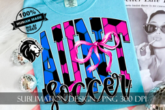 Blue Pink Coquette Soccer Aunt Sublimation PNG Product Image 2