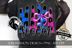 Blue Pink Coquette Soccer Mama Sublimation PNG Product Image 3