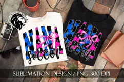 Blue Pink Coquette Soccer Aunt Sublimation PNG Product Image 3