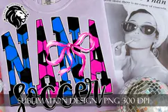 Blue Pink Coquette Soccer Aunt Sublimation PNG Product Image 4