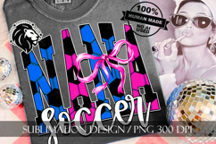 Blue Pink Coquette Soccer Aunt Sublimation PNG Product Image 7