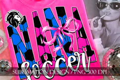 Blue Pink Coquette Soccer Aunt Sublimation PNG Product Image 1