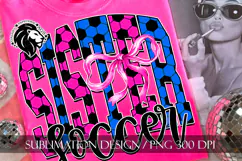 Blue Pink Coquette Soccer Sister Sublimation PNG Product Image 3