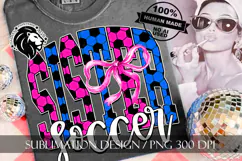 Blue Pink Coquette Soccer Sister Sublimation PNG Product Image 1