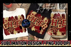 Cheer Sublimation Design PNG | Maroon Gold Cheerleader Product Image 2