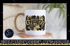 Cheer Sublimation Design PNG | Black Gold Cheer Paw Product Image 2