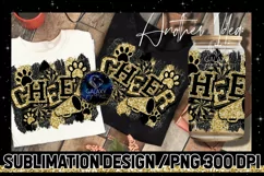 Cheer Sublimation Design PNG | Black Gold Cheer Paw Product Image 1