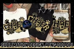 Cheer Sublimation Design PNG | Black Gold Cheer Paw Product Image 1