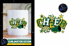Cheer Sublimation Design PNG | Green Yellow Cheer Product Image 4