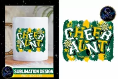 Cheer Aunt Sublimation Design PNG |Cheer Aunt Green Yellow Product Image 4