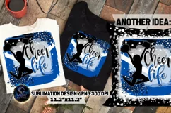 Cheer Life Sublimation Design PNG | Blue Black Cheerleader Product Image 2