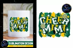 Cheer Mimi Sublimation Design PNG | Green Yellow Cheer Mimi Product Image 5