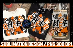 Cheer Paw Prints Sublimation Design PNG | Black Orange Cheer Product Image 2