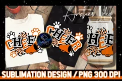 Cheer Paw Prints Sublimation Design PNG | Black Orange Cheer Product Image 2