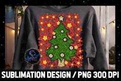 Green Red Christmas Tree Glitter Sublimation Design PNG Product Image 2