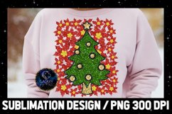 Green Red Christmas Tree Glitter Sublimation Design PNG Product Image 1