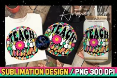 Groovy Teach Love Inspire Sublimation Design PNG, Teacher Product Image 1