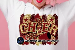 Cheer Sublimation Design PNG | Maroon Gold Cheerleader Product Image 1