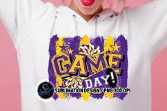Game Day Cheer Sublimation Design PNG | Yellow Purple Cheer Product Image 1