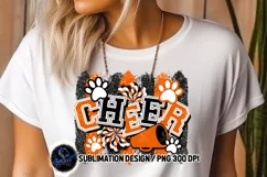 Cheer Paw Prints Sublimation Design PNG | Black Orange Cheer Product Image 1