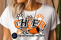 Cheer Paw Prints Sublimation Design PNG | Black Orange Cheer Product Image 1