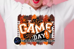 Game Day Football Sublimation Design PNG | Black Orange Product Image 1