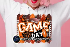 Game Day Football Sublimation Design PNG | Black Orange Product Image 2
