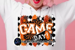 Game Day Soccer Sublimation Design PNG | Black Orange Product Image 1