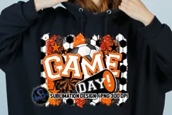 Game Day Soccer Sublimation Design PNG | Black Orange Product Image 1
