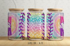 Tie Dye Baseball Mom 16oz Glass Can Wrap Sublimation Product Image 2