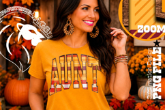Fall Gingham Wood Aunt, DTF Design, PNG Product Image 1