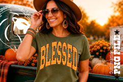 Fall Gingham Leopard Blessed, DTF Design, PNG Product Image 2