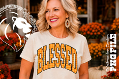 Fall Gingham Leopard Blessed, DTF Design, PNG Product Image 4