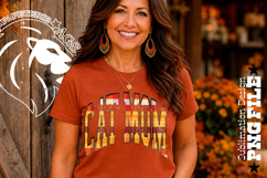 Fall Gingham Wood Cat Mom, DTF Design, PNG Product Image 2