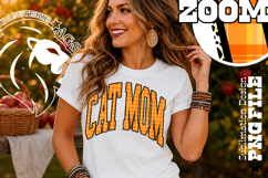 Fall Gingham Leopard Cat Mom, DTF Design, PNG Product Image 1