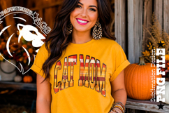 Fall Gingham Wood Cat Mom, DTF Design, PNG Product Image 4