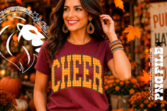 Fall Gingham Leopard Cheer, DTF Design, PNG Product Image 4