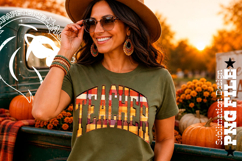 Fall Gingham Wood Teacher, DTF Design, PNG Product Image 2