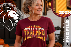 Fall Gingham Wood Teacher, DTF Design, PNG Product Image 1