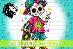 Boy Skeleton Halloween, Neon, Grunge, PNG, Kids Halloween Product Image 2